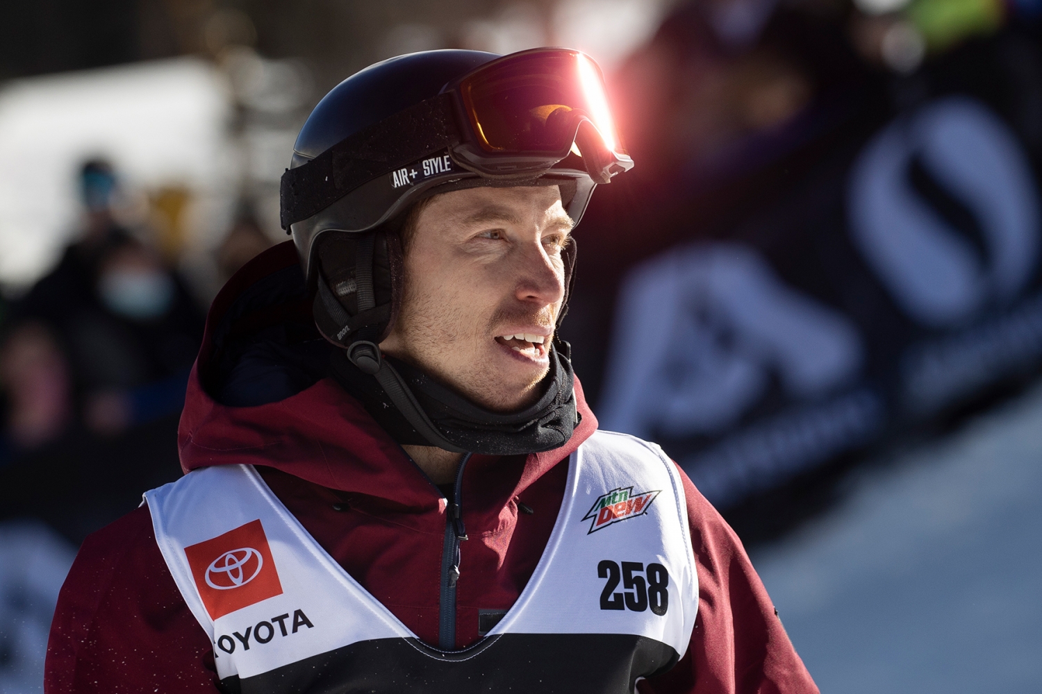 Shaun White, of the United States, after his third run in the snowboarding halfpipe finals, Sunday, Dec. 19, 2021, during the Dew Tour at Copper Mountain, Colo. (AP Photo/Hugh Carey)