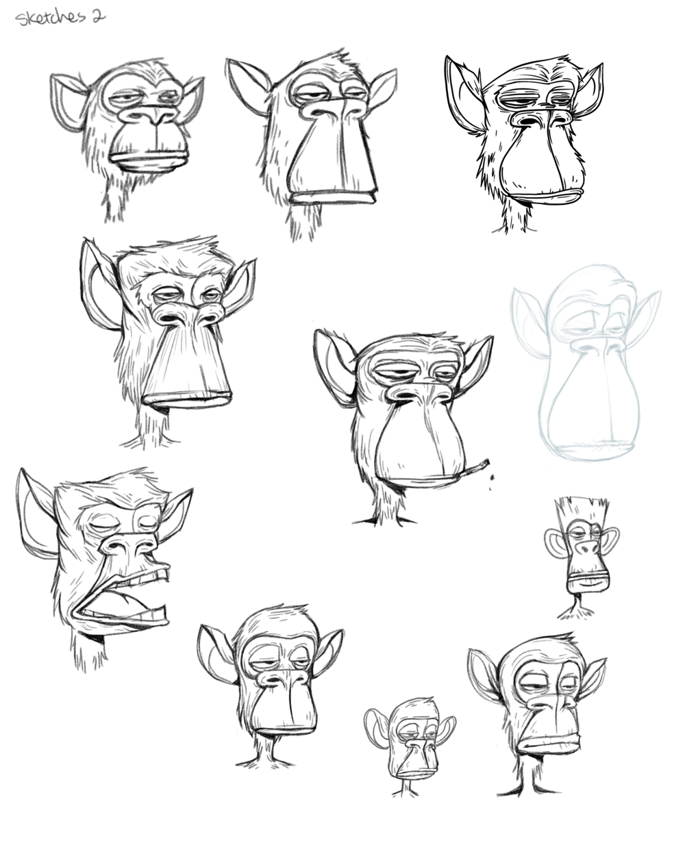 seneca bayc bored ape sketches