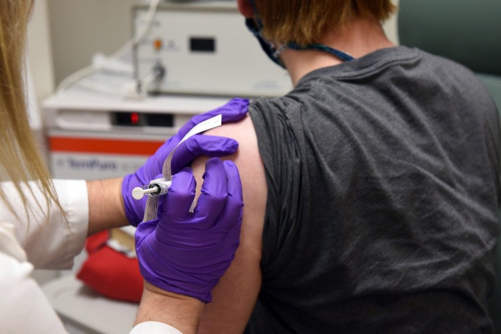 University of Maryland, Baltimore Graduate Student David Rach, was the first to be vaccinated in the Pfizer mRNA Covid-19 vaccine study in Baltimore.