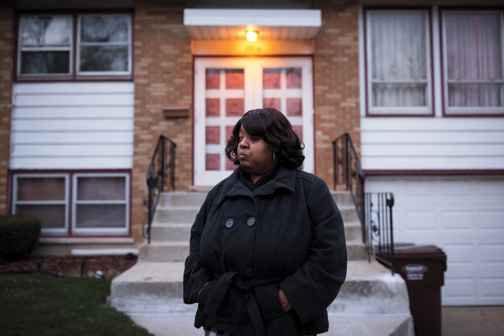 Dana Cross, whose 19-year-old son Calvin was killed by Chicago police, at her home in Hazel Crest, Ill., Dec. 11, 2015. Three officers who fired four weapons, hitting Cross 45 times in all, were cleared of wrongdoing, but the city paid $2 million after the family filed a wrongful death suit. (Andrew Nelles for The New York Times)