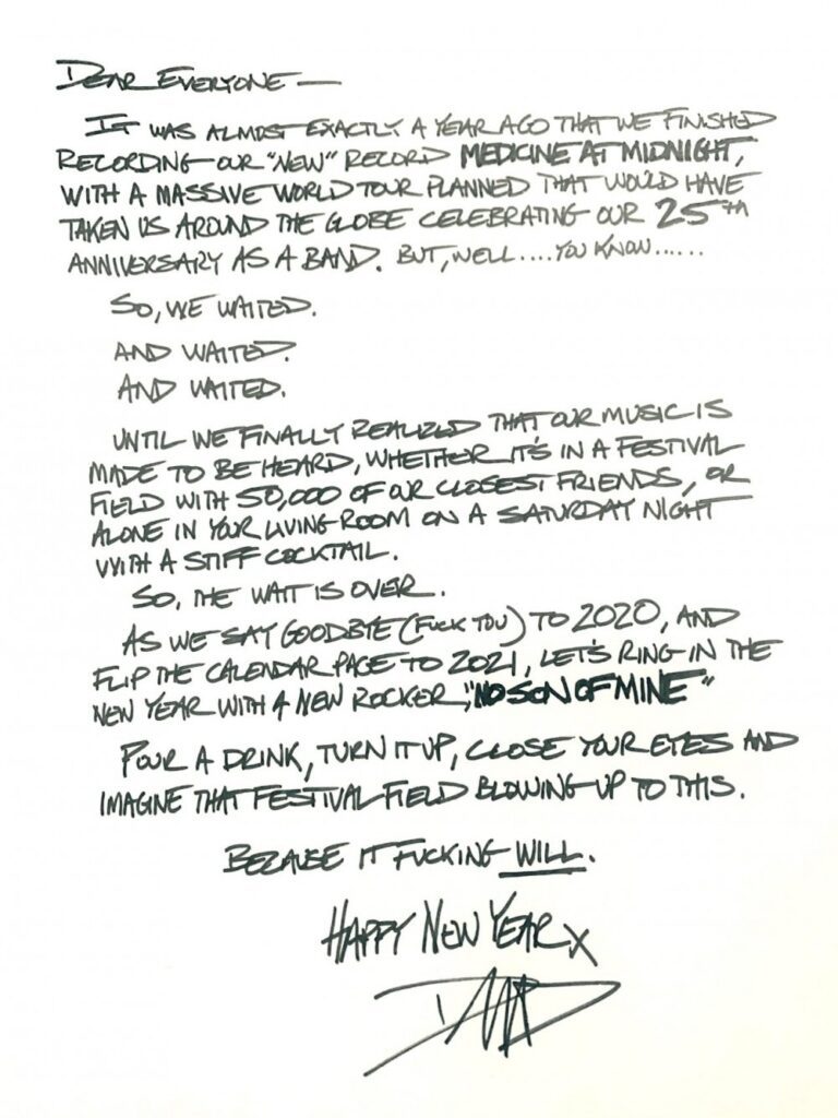 Dave Grohl letter